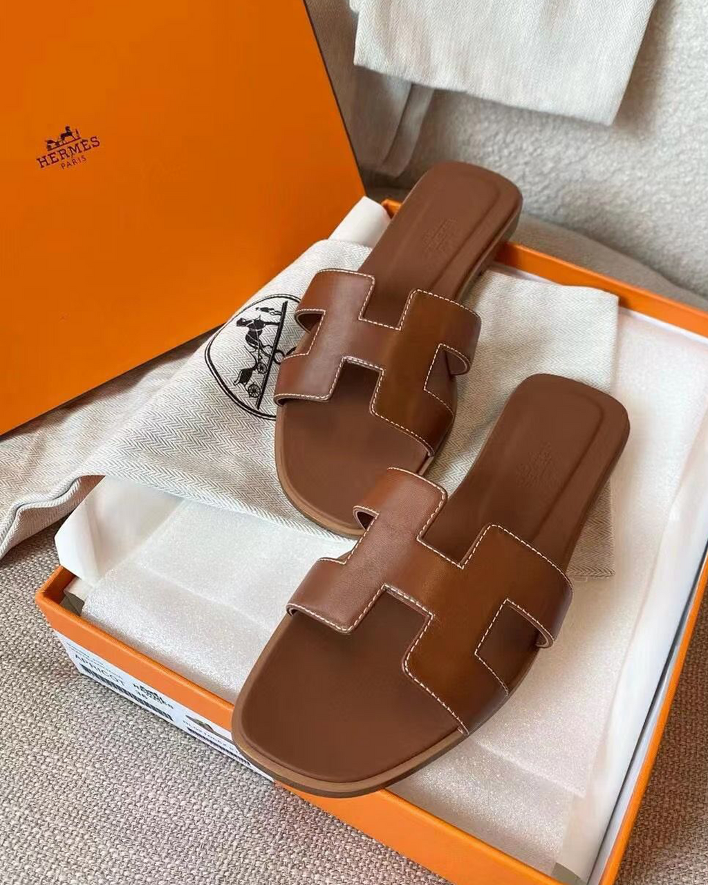 Hrmes oran sandal Kahverengi