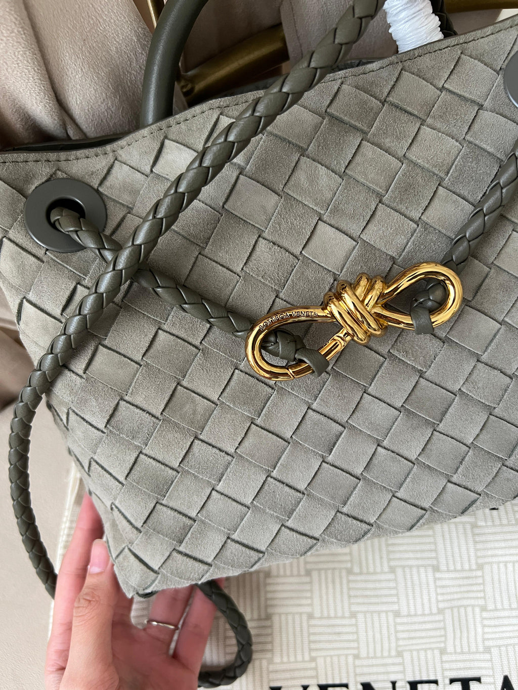Bottega andiamo Small süet cypress renk