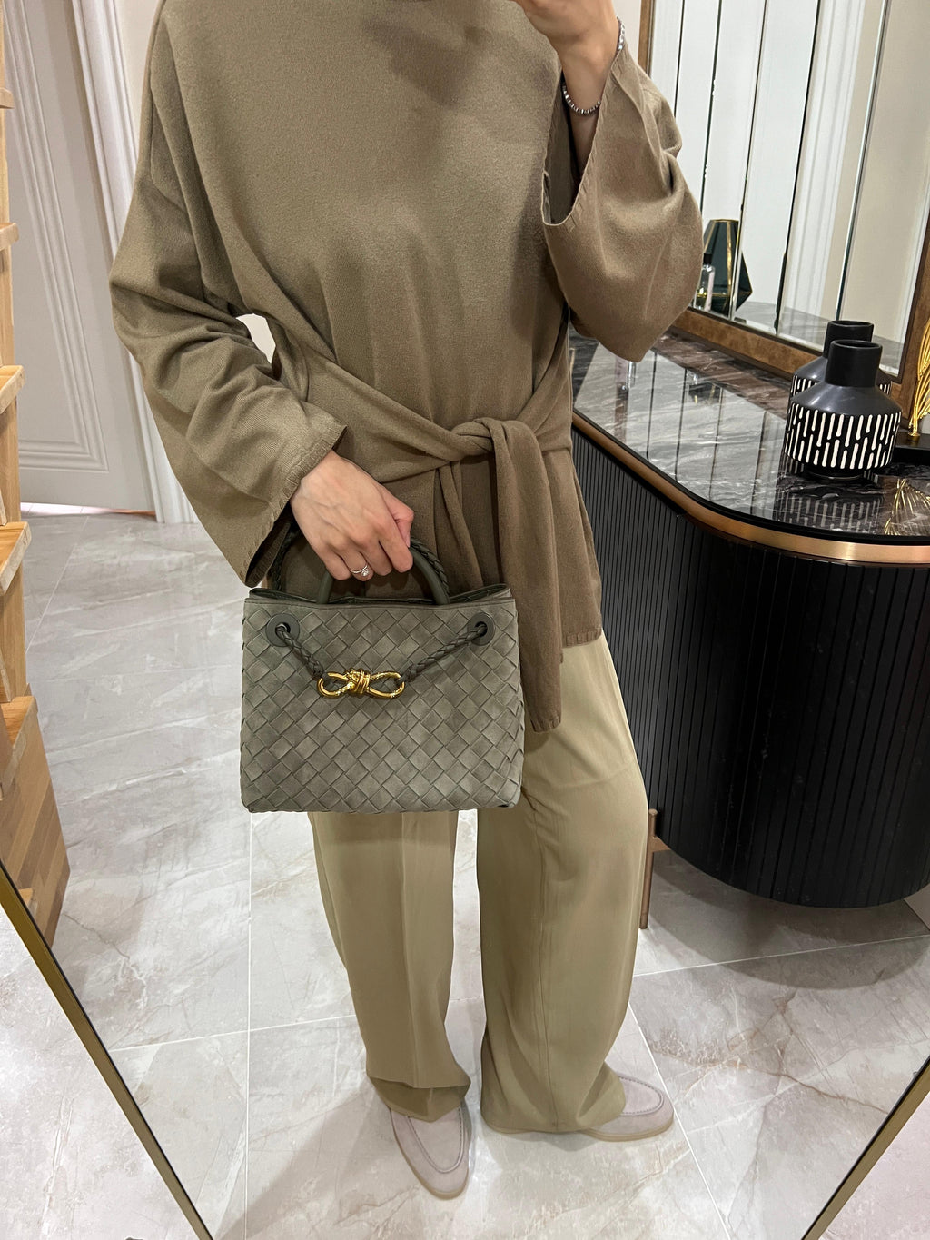Bottega andiamo Small süet cypress renk